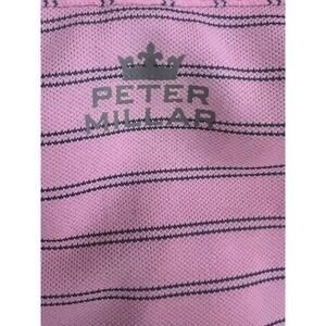 Peter Millar Polo Golf Mens Large Summer Comfort Stripes Spellout Logo Pink